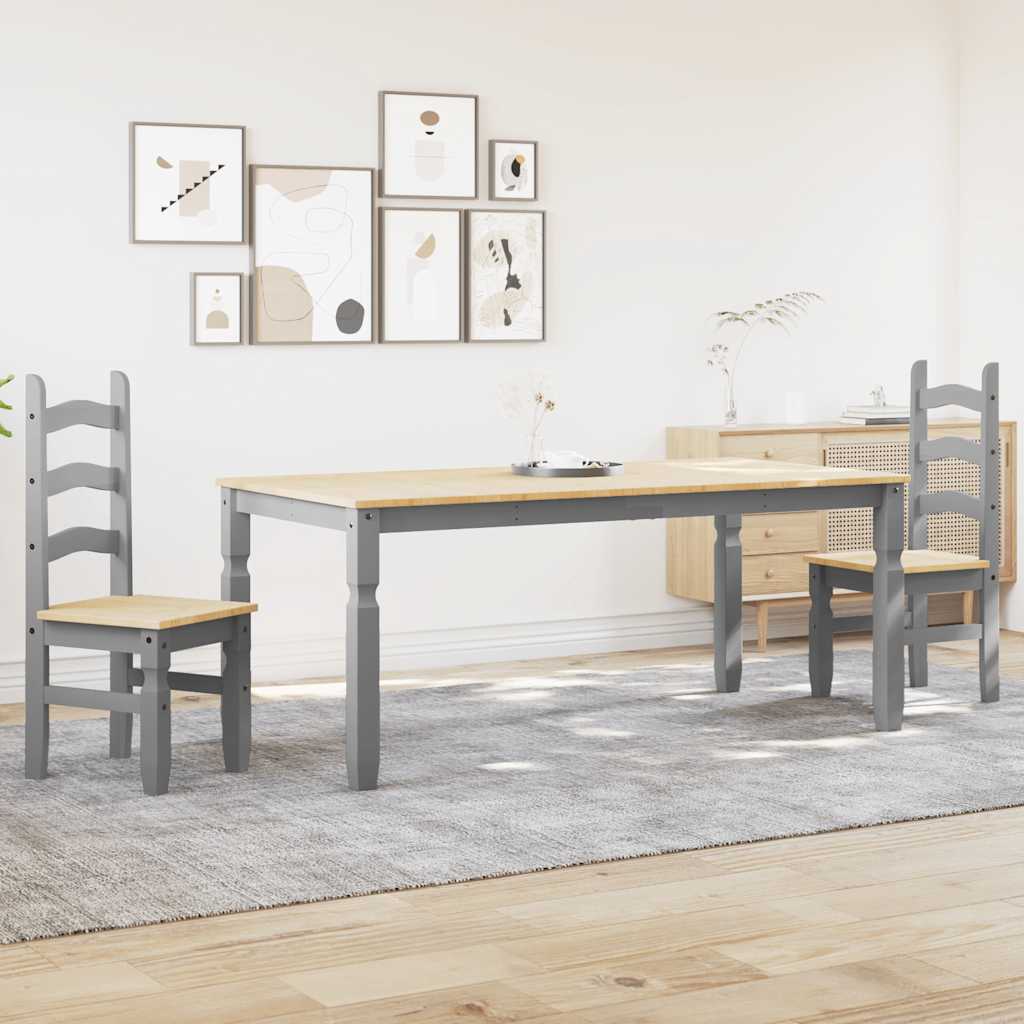 Ensemble à manger PANAMA 3 pcs gris bois de pin massif - XIOS