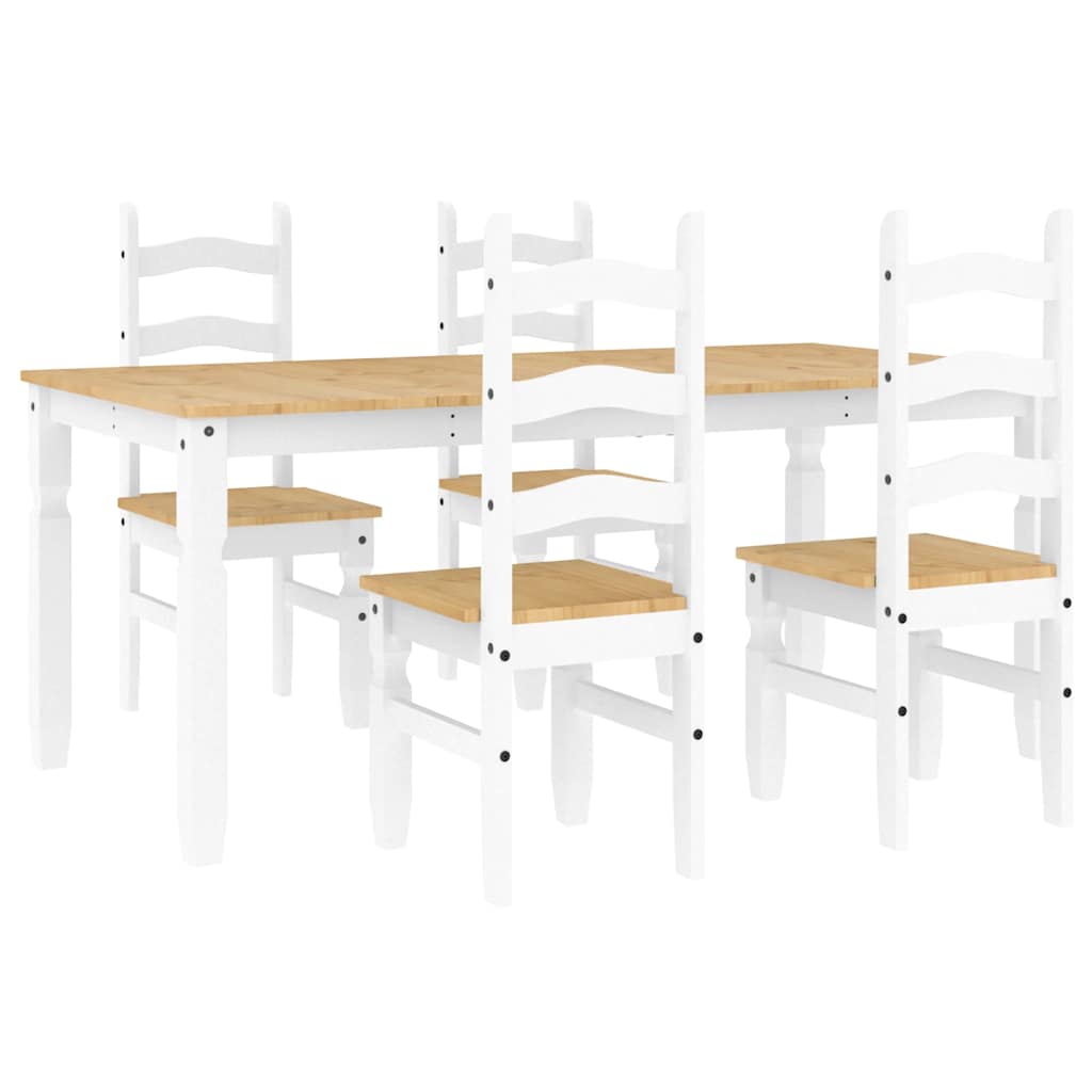 Ensemble à manger PANAMA 5 pcs blanc bois de pin massif - XIOS
