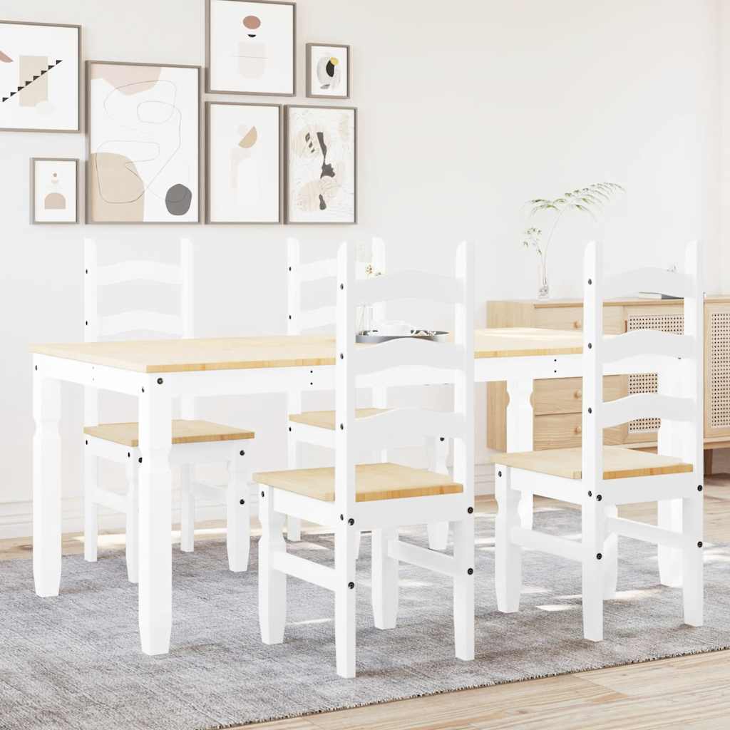 Ensemble à manger PANAMA 5 pcs blanc bois de pin massif - XIOS