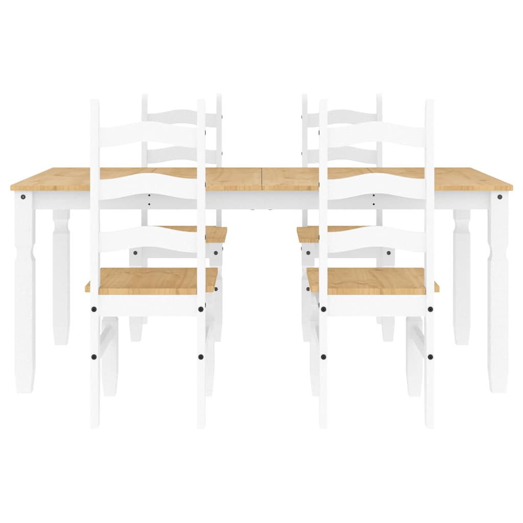 Ensemble à manger PANAMA 5 pcs blanc bois de pin massif - XIOS