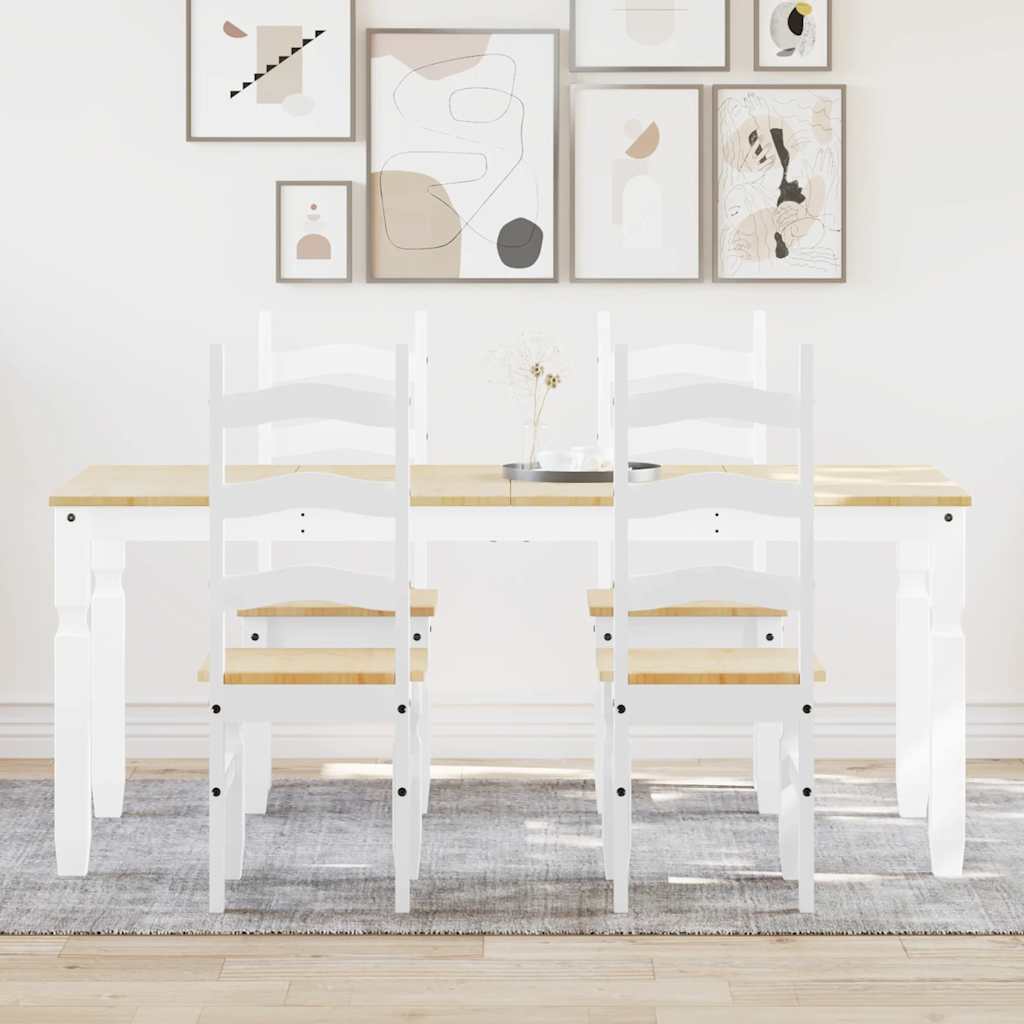 Ensemble à manger PANAMA 5 pcs blanc bois de pin massif - XIOS