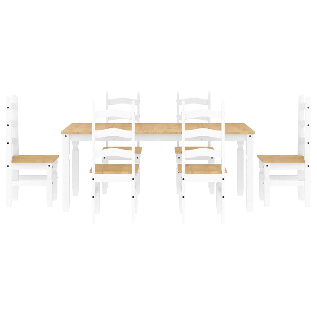 Ensemble à manger PANAMA 7 pcs blanc bois de pin massif - XIOS