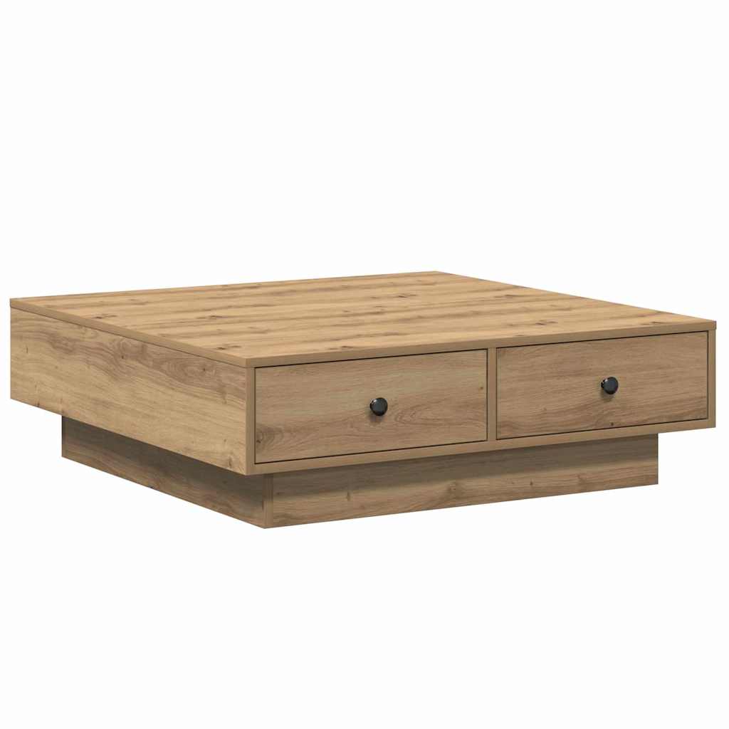 Table basse Chêne artisanal 90 x 90 x 28 cm Bois d'ingénierie