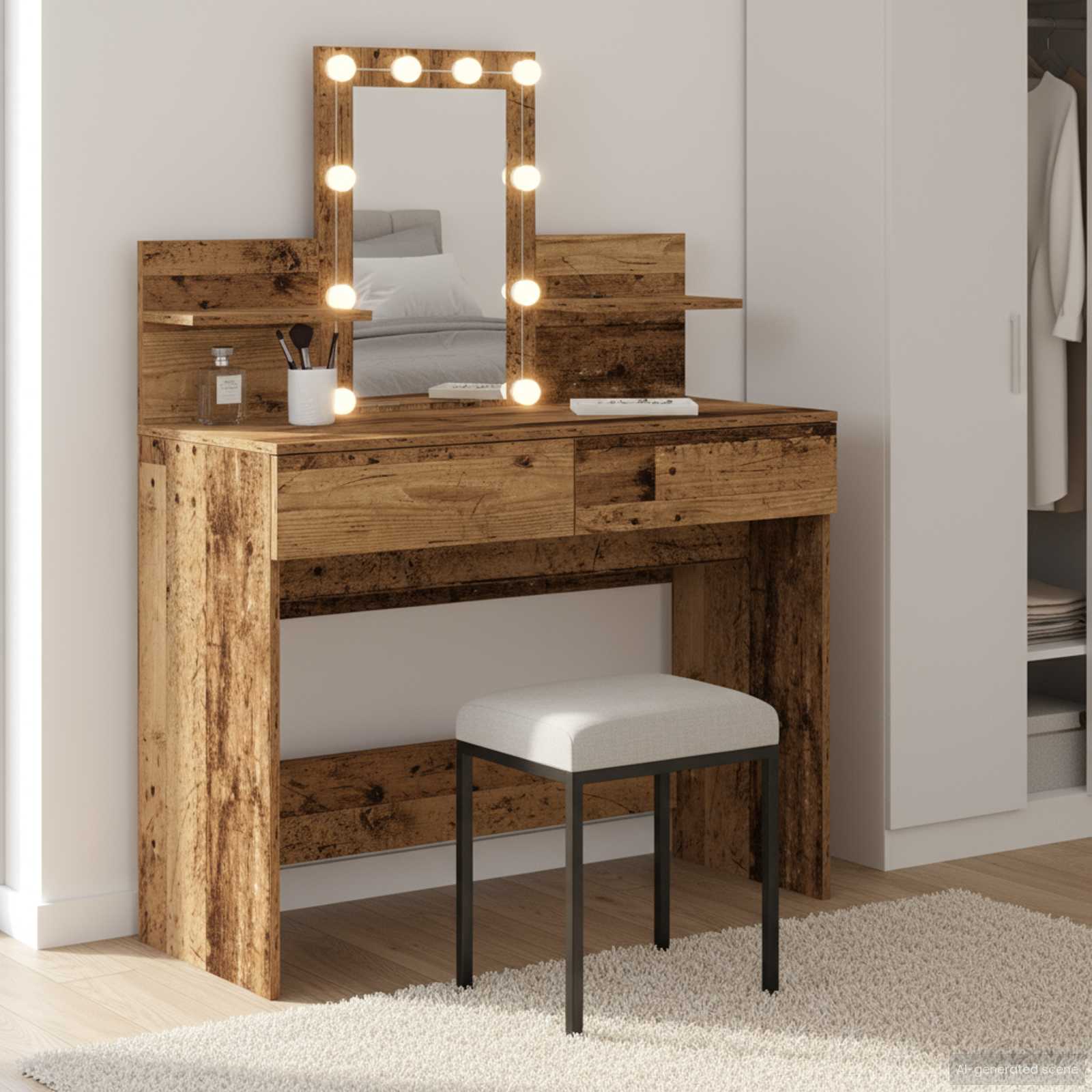 Table de Toilette avec tiroir Bois ancien 100 x 40 x 130 cm - XIOS