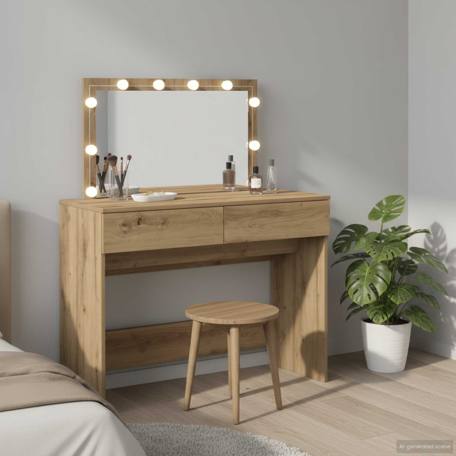 Table de Toilette avec tiroir Chêne artisanal 100 x 40 x 120 cm - XIOS