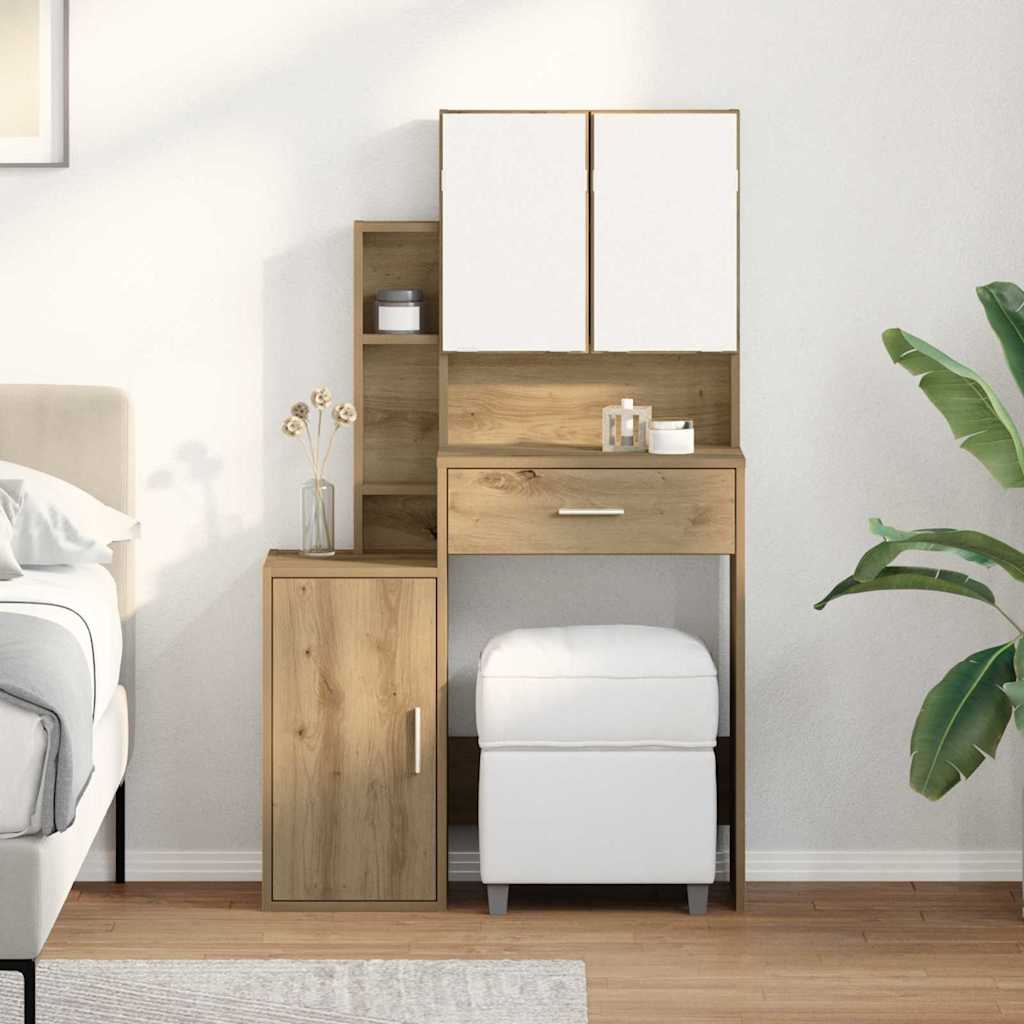 Table de Toilette avec tiroir Chêne artisanal 80 x 35 x 132 cm - XIOS