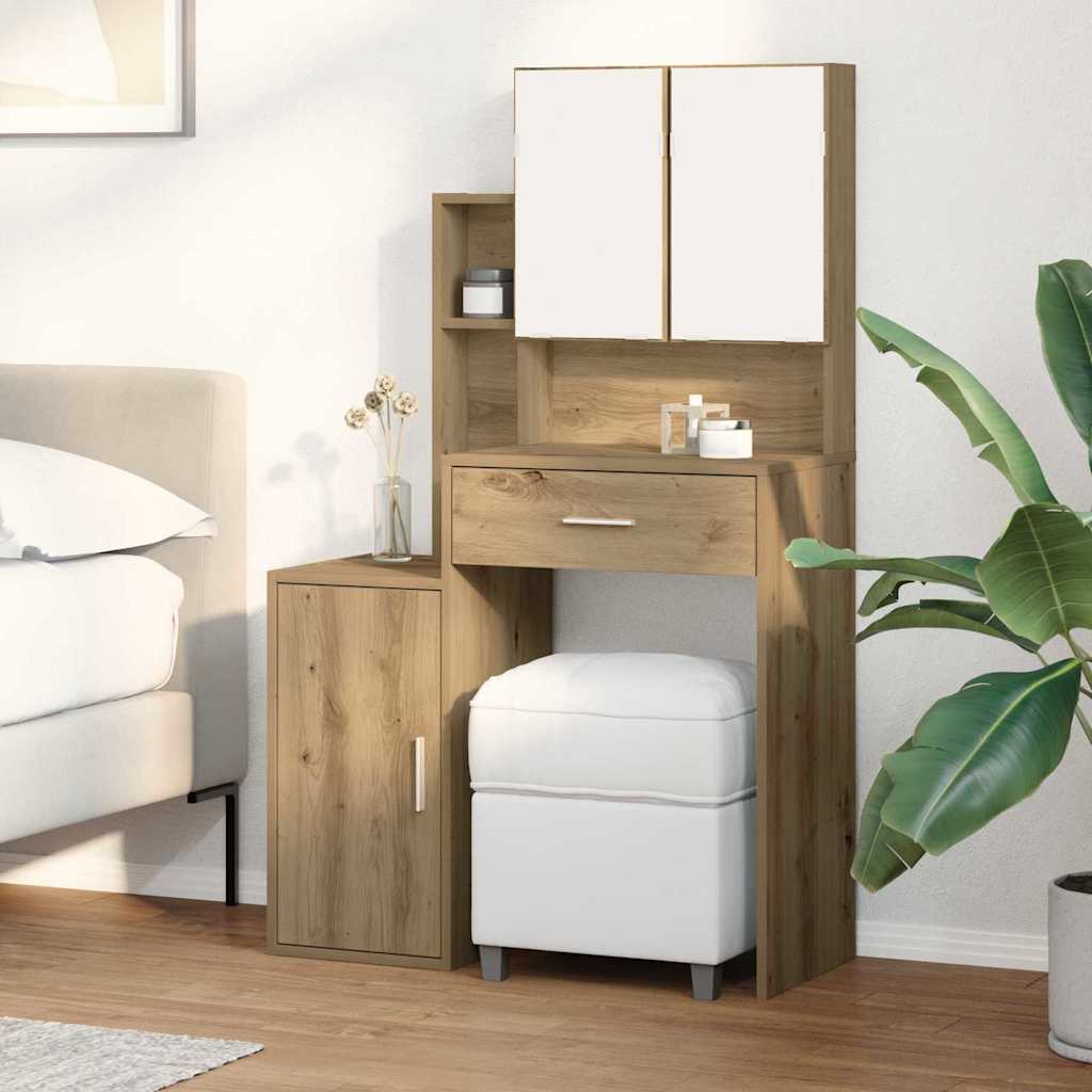Table de Toilette avec tiroir Chêne artisanal 80 x 35 x 132 cm - XIOS