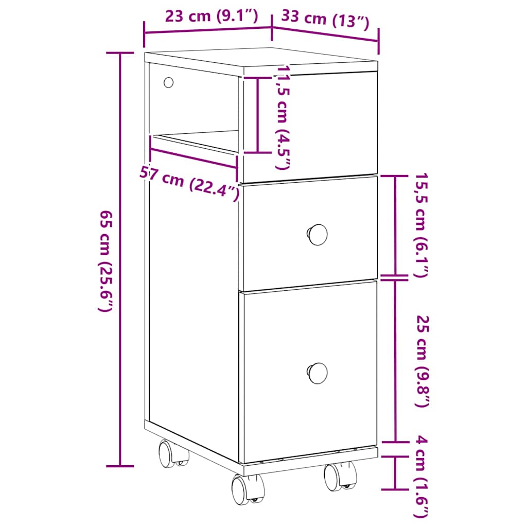 Ensemble de mobilier de salle de bain avec roue Chêne noir - XIOS