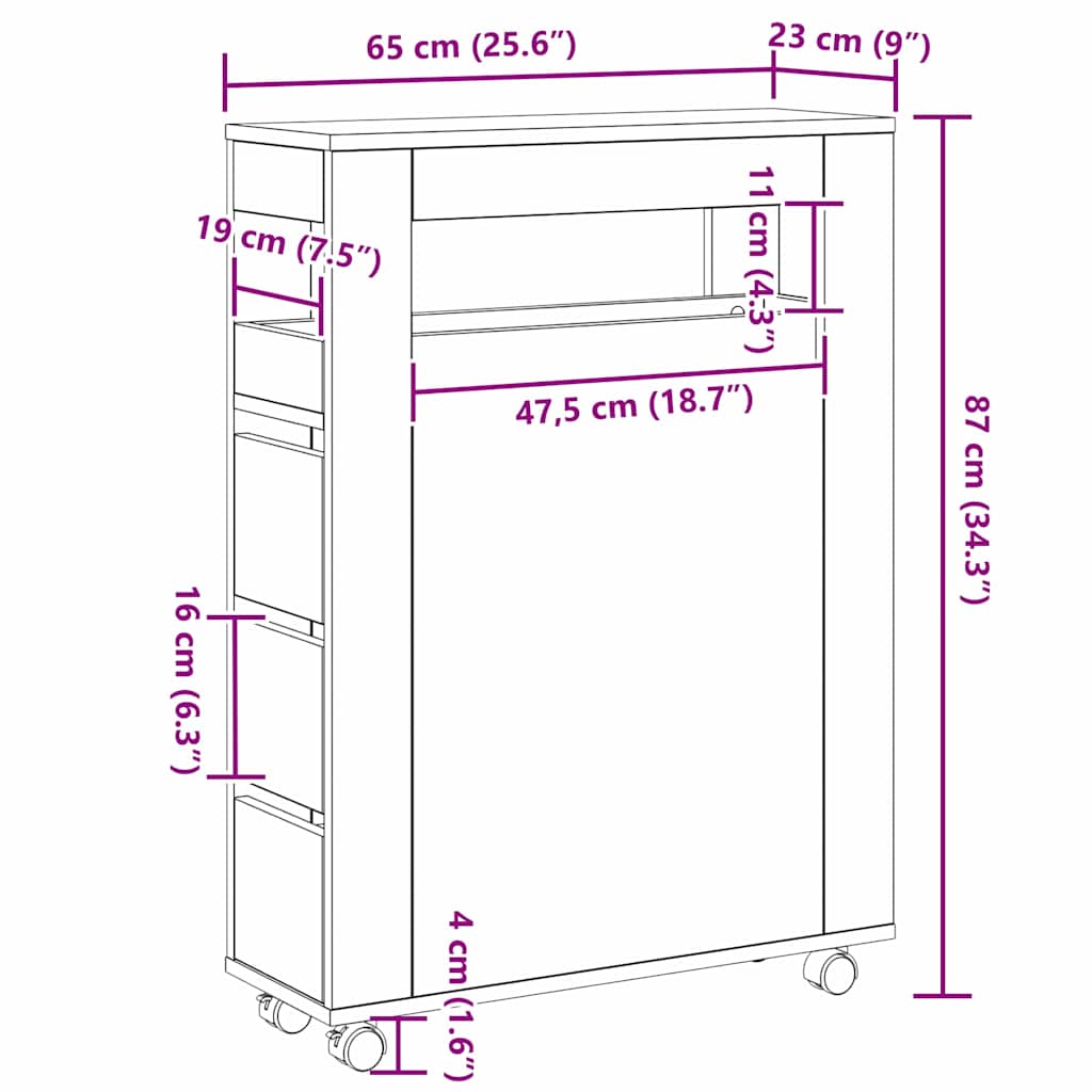 Ensemble de mobilier de salle de bain avec roue Chêne noir - XIOS