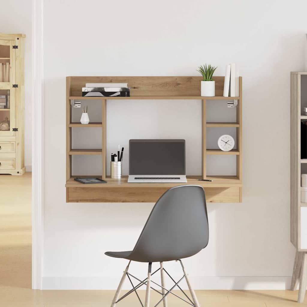 Bureau mural chêne artisanal Bois d'ingénierie 105 x 48 x 75 cm - XIOS