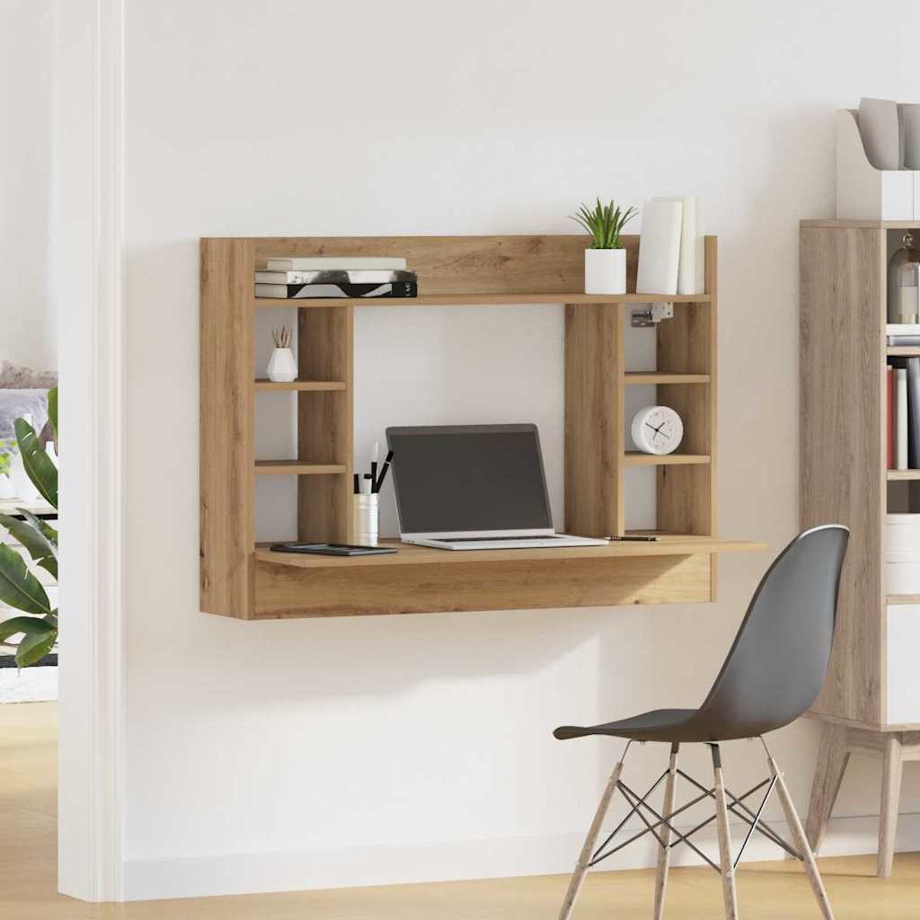 Bureau mural chêne artisanal Bois d'ingénierie 105 x 48 x 75 cm - XIOS