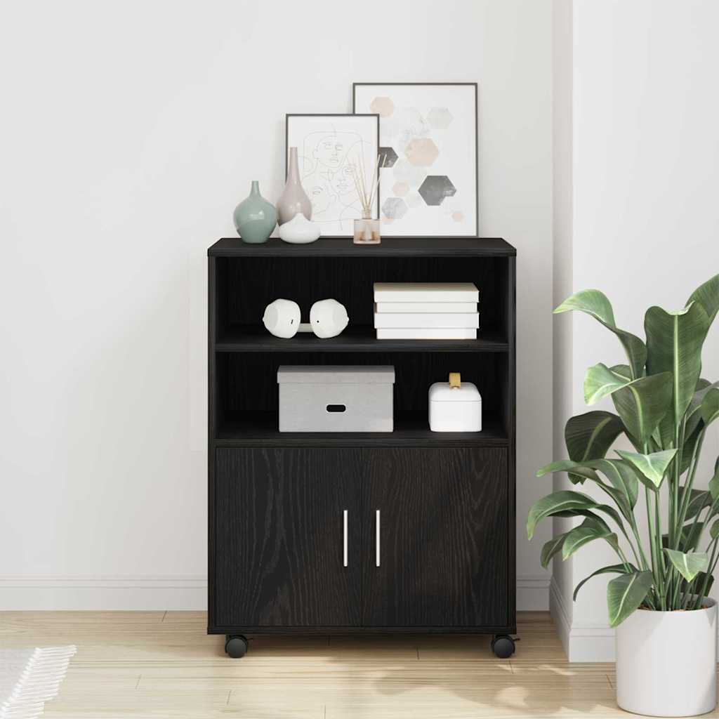Armoire avec étagère avec roue Chêne noir 60 x 48 x 74,5 cm