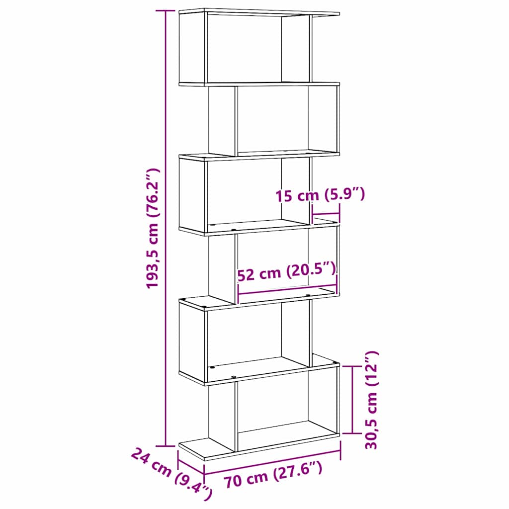 Bibliothèque Noir 70 x 24 x 193.5 cm Bois d'ingénierie - XIOS