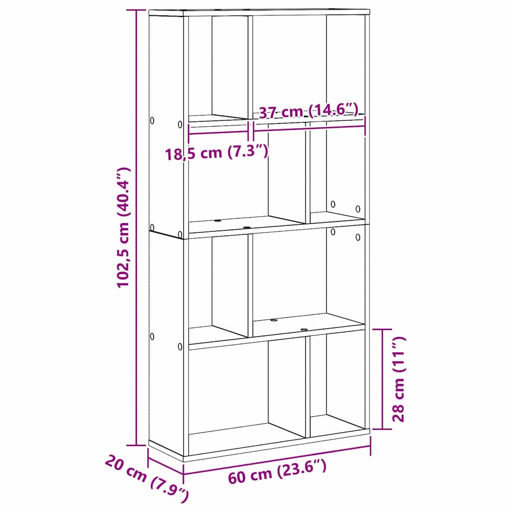 Bibliothèque Chêne noir 60 x 20 x 120 cm Bois d'ingénierie - XIOS