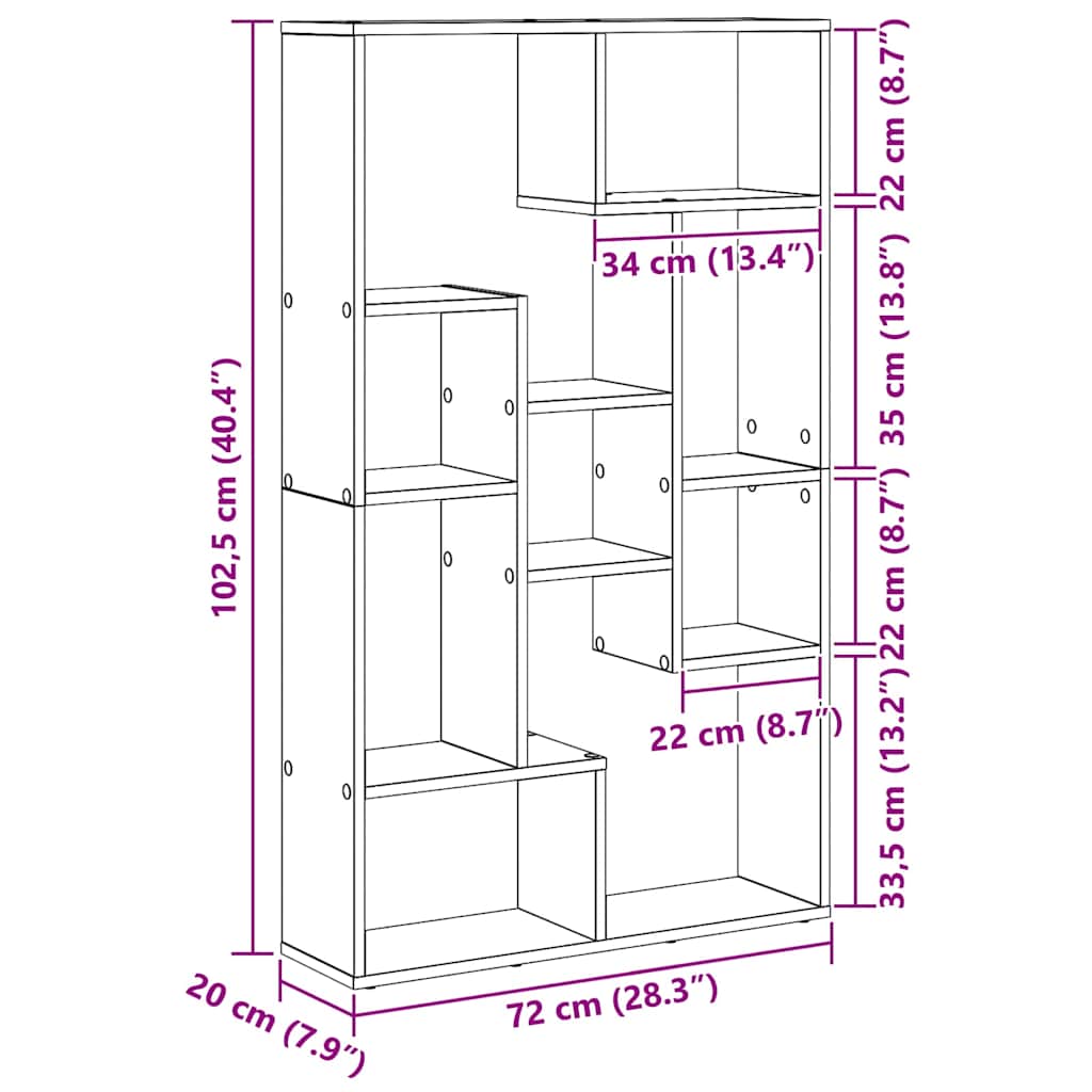 Bibliothèque chêne artisanal 72 x 20 x 120 cm Bois d'ingénierie - XIOS