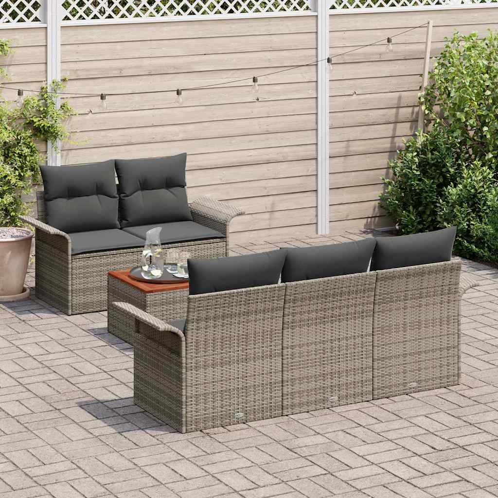 Ensemble de canapé de jardin avec coussin 6 pcs Gris polyrotin