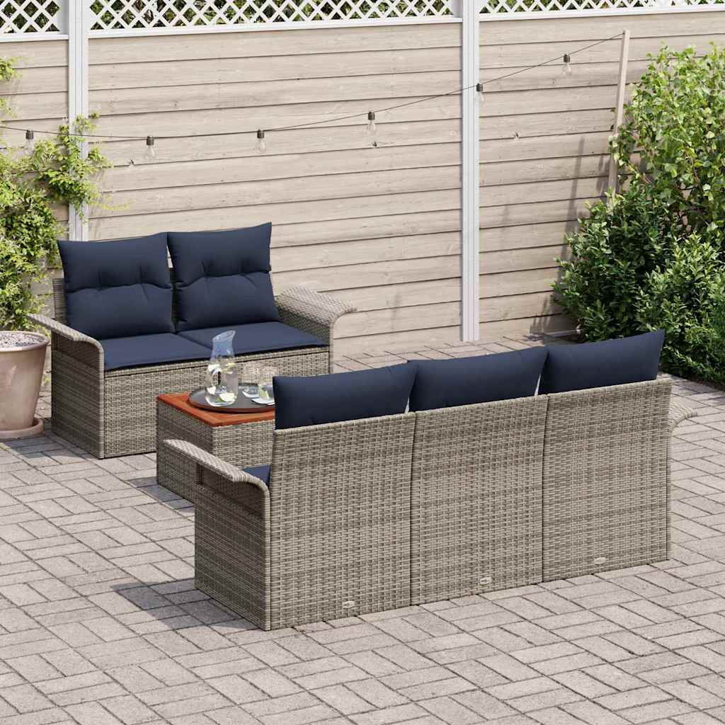 Ensemble de canapé de jardin avec coussin 6 pcs Gris polyrotin