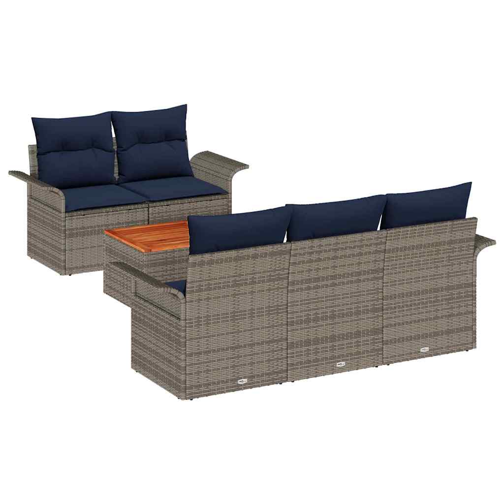 Ensemble de canapé de jardin avec coussin 6 pcs Gris polyrotin
