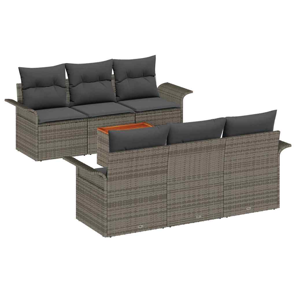 Ensemble de canapé de jardin avec coussin 7 pcs Gris polyrotin