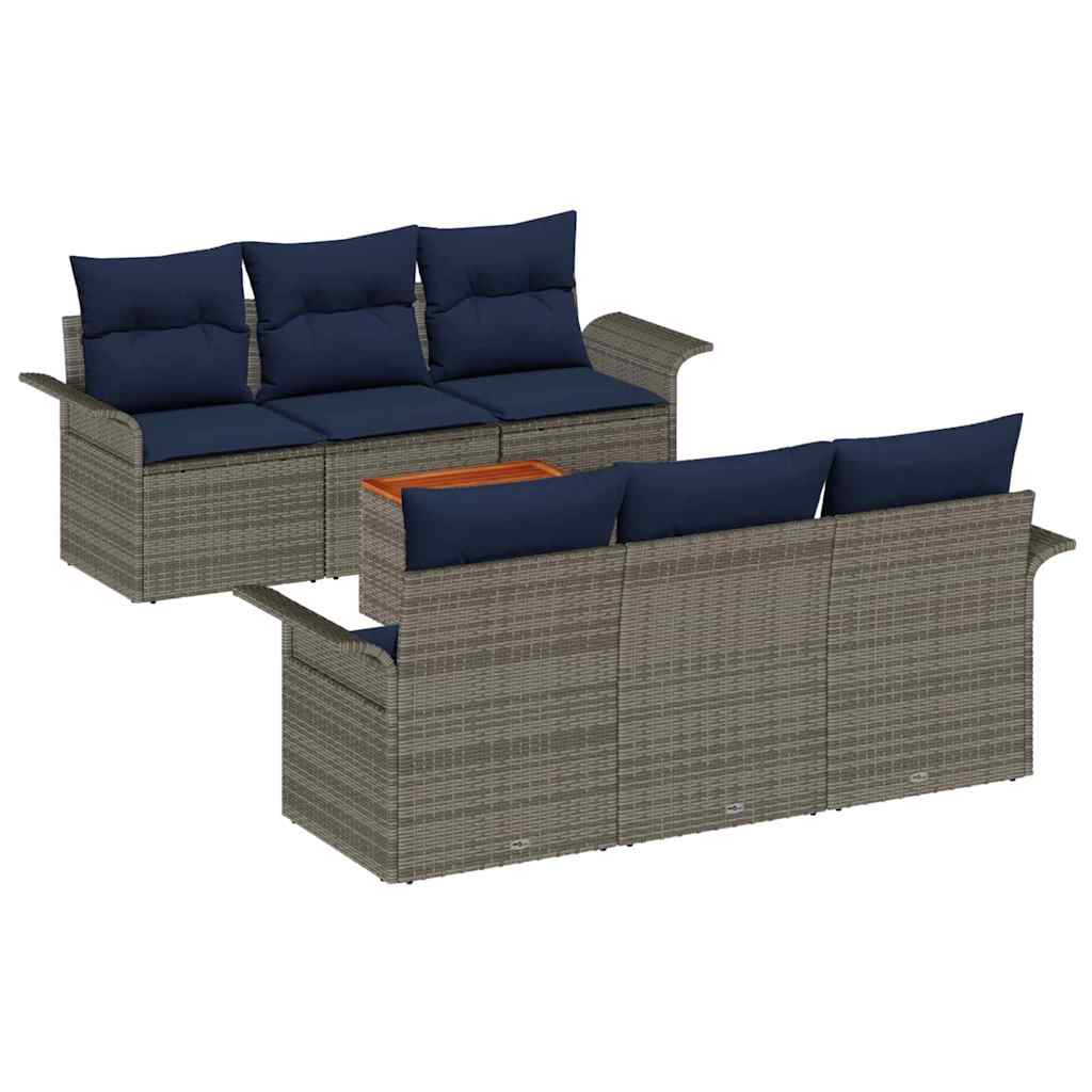 Ensemble de canapé de jardin avec coussin 7 pcs Gris polyrotin