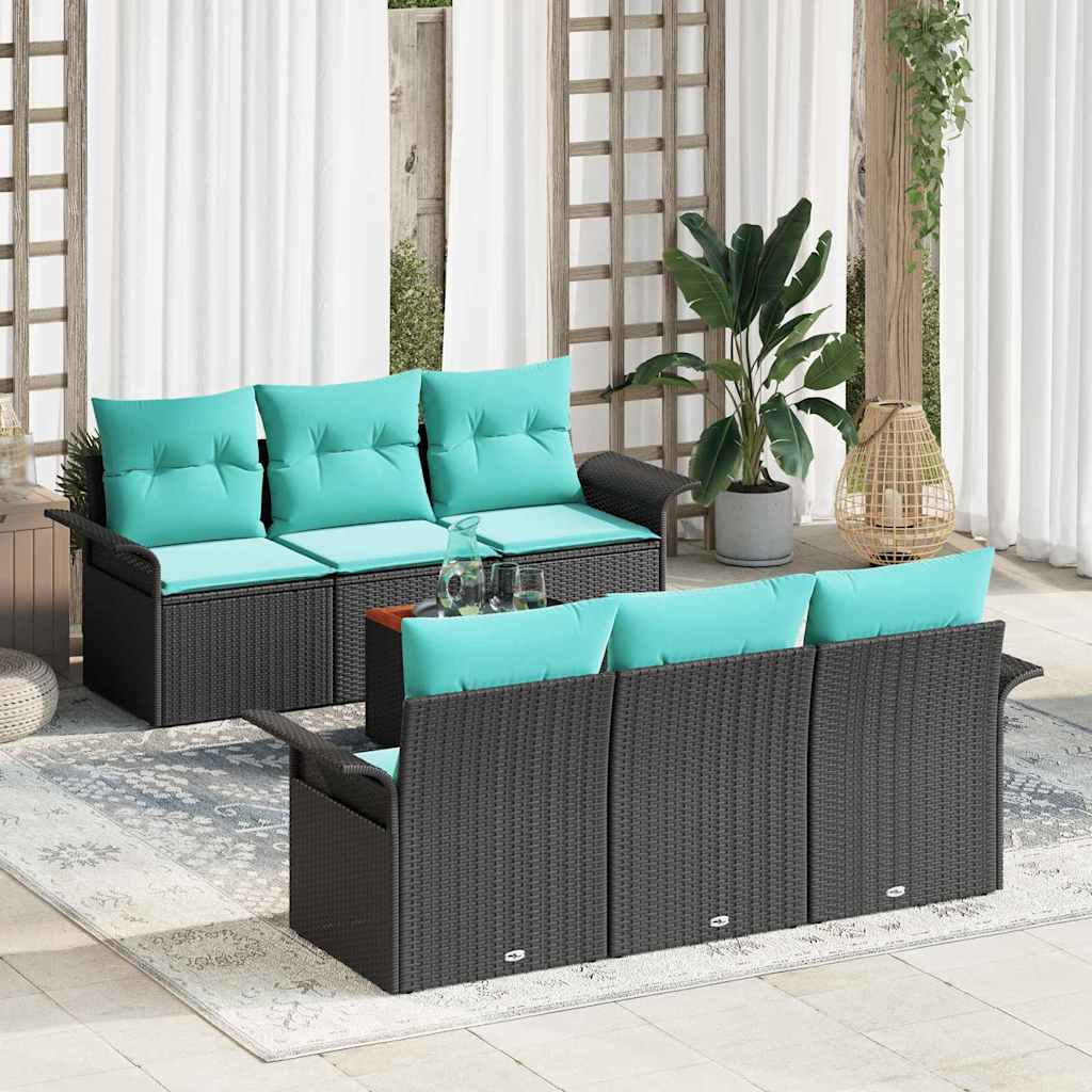 Ensemble de canapé de jardin avec coussin 7 pcs Noir polyrotin - XIOS
