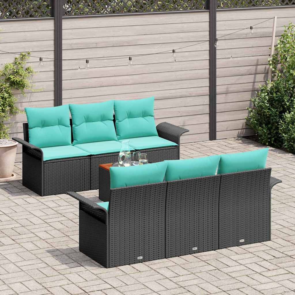 Ensemble de canapé de jardin avec coussin 7 pcs Noir polyrotin - XIOS