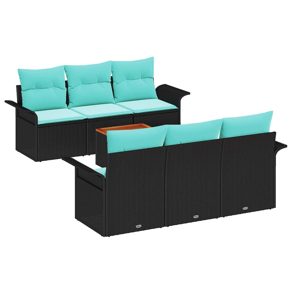 Ensemble de canapé de jardin avec coussin 7 pcs Noir polyrotin - XIOS