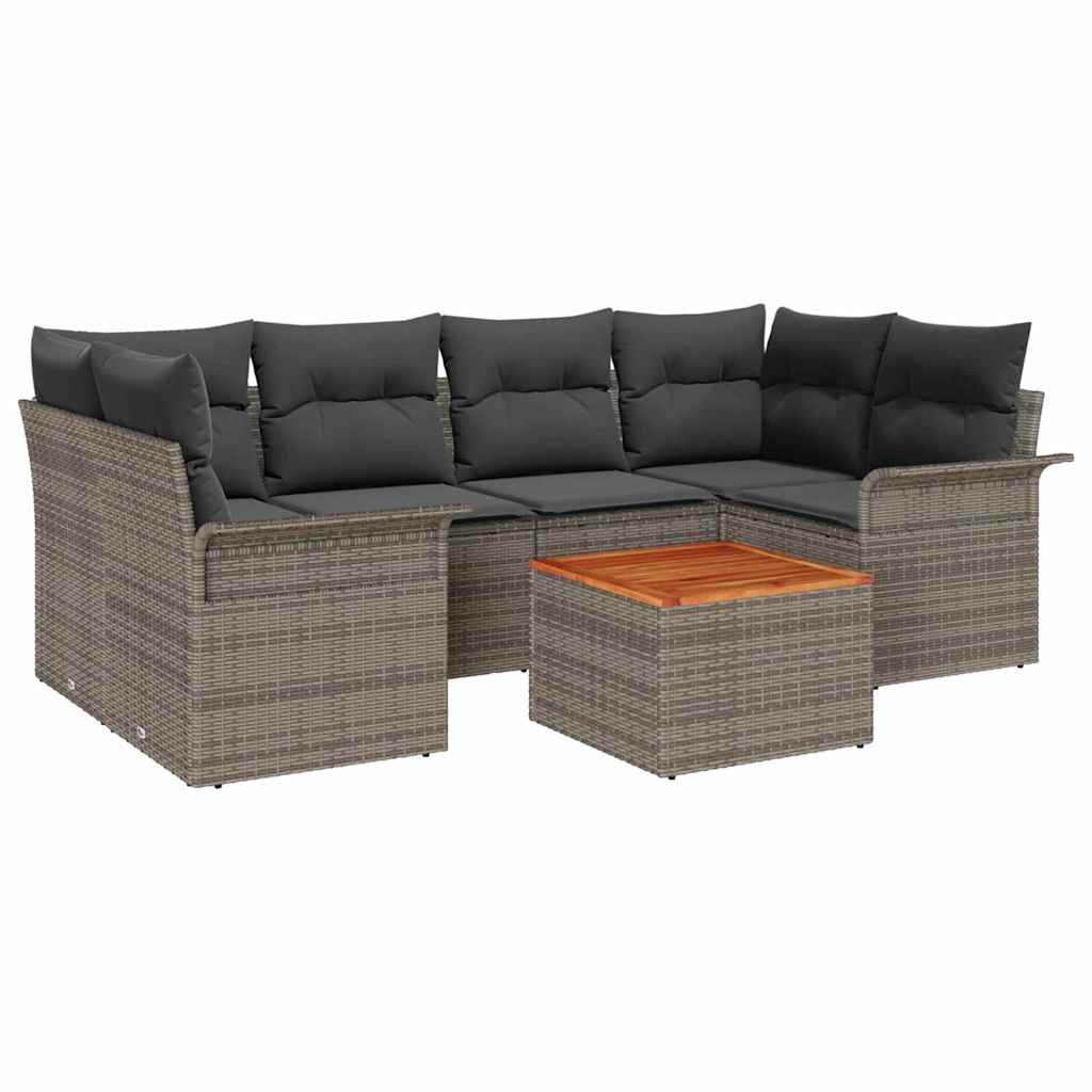Ensemble de canapé de jardin avec coussin 7 pcs Gris polyrotin - XIOS