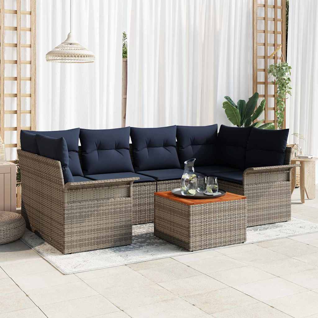 Ensemble de canapé de jardin 7 pc Gris polyrotin
