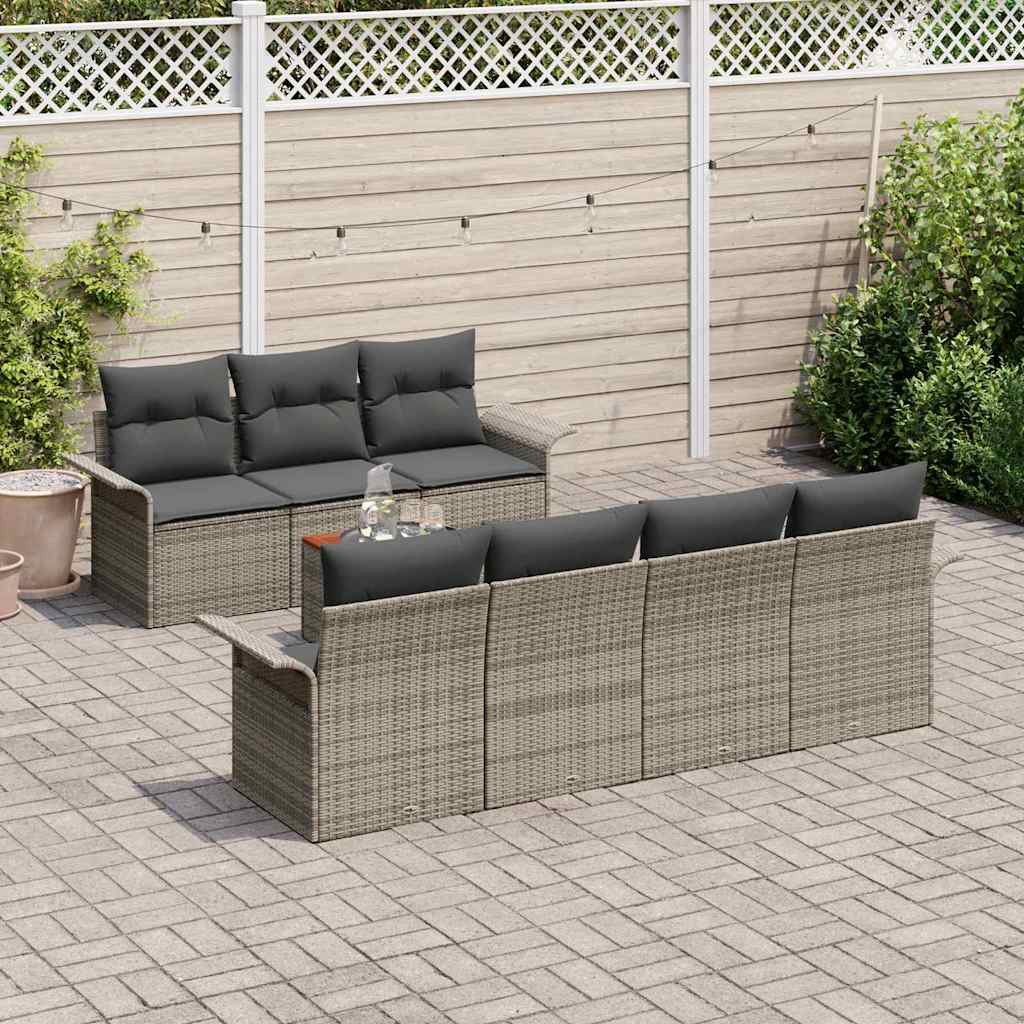 Ensemble de canapé de jardin 8 pc Gris polyrotin