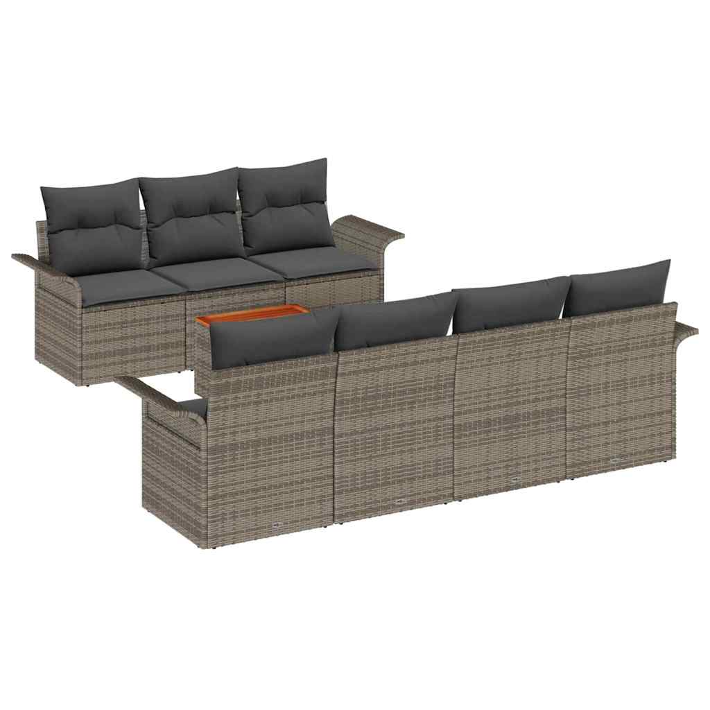 Ensemble de canapé de jardin 8 pc Gris polyrotin
