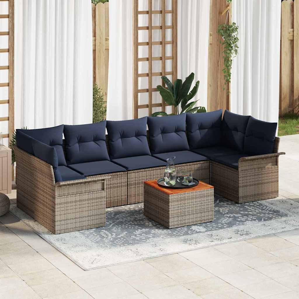 Ensemble de canapé de jardin 8 pc Gris polyrotin