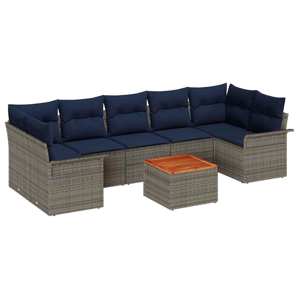 Ensemble de canapé de jardin 8 pc Gris polyrotin