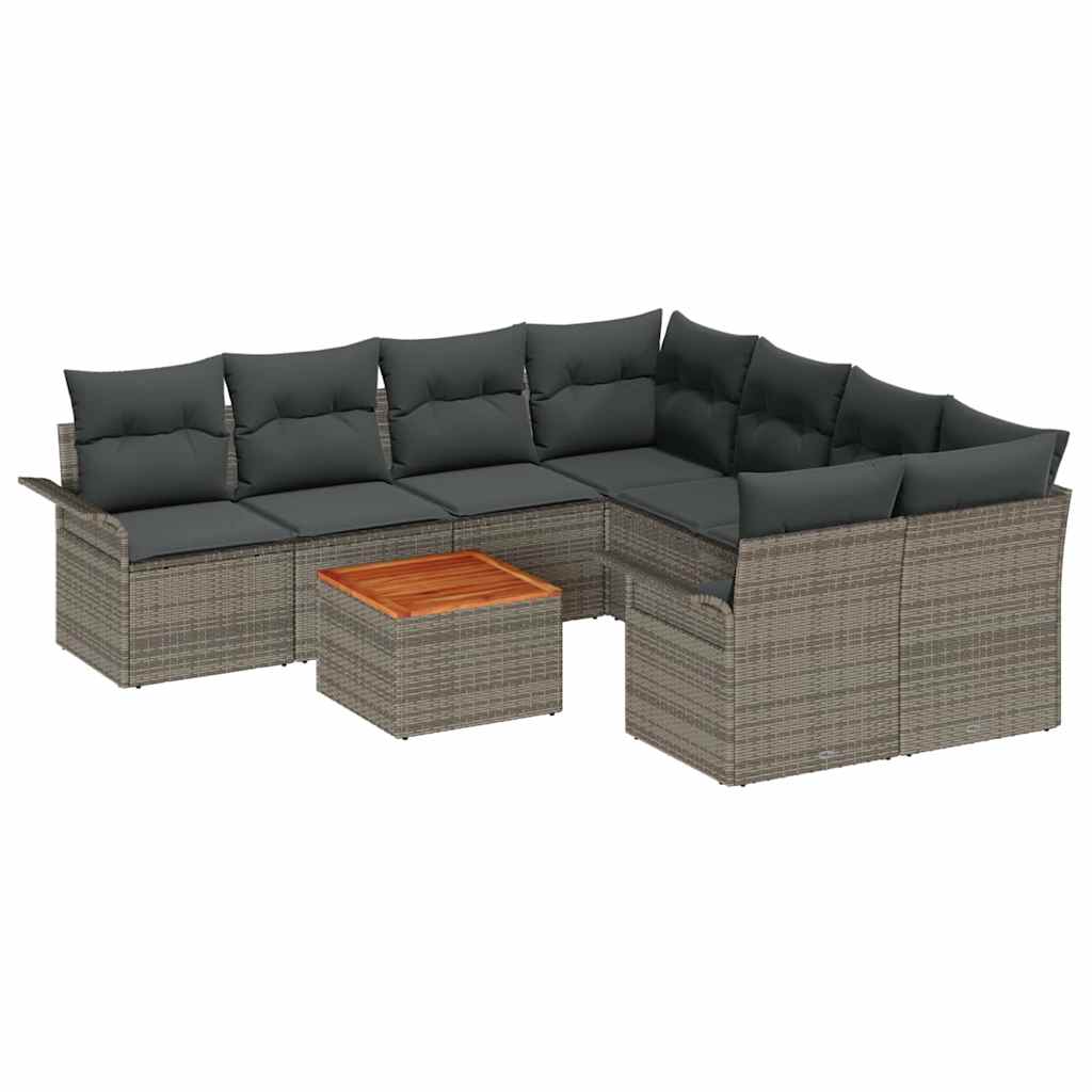 Ensemble de canapé de jardin 9 pc Gris polyrotin