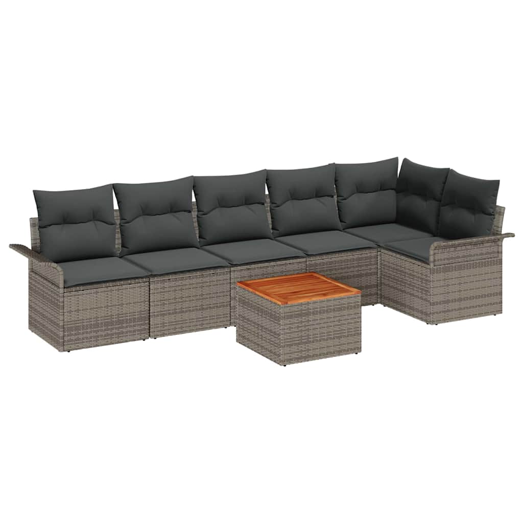 Ensemble de canapé de jardin avec coussin 7 pcs Gris polyrotin