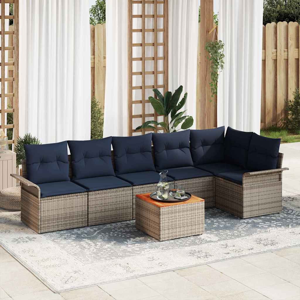 Ensemble de canapé de jardin 7 pc Gris polyrotin