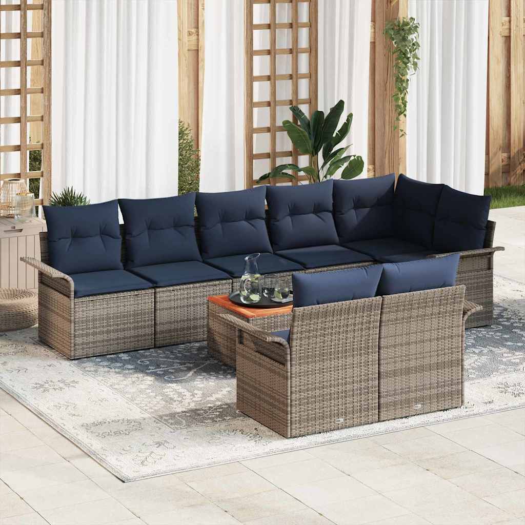 Ensemble de canapé de jardin avec coussin 9 pcs Gris polyrotin - XIOS