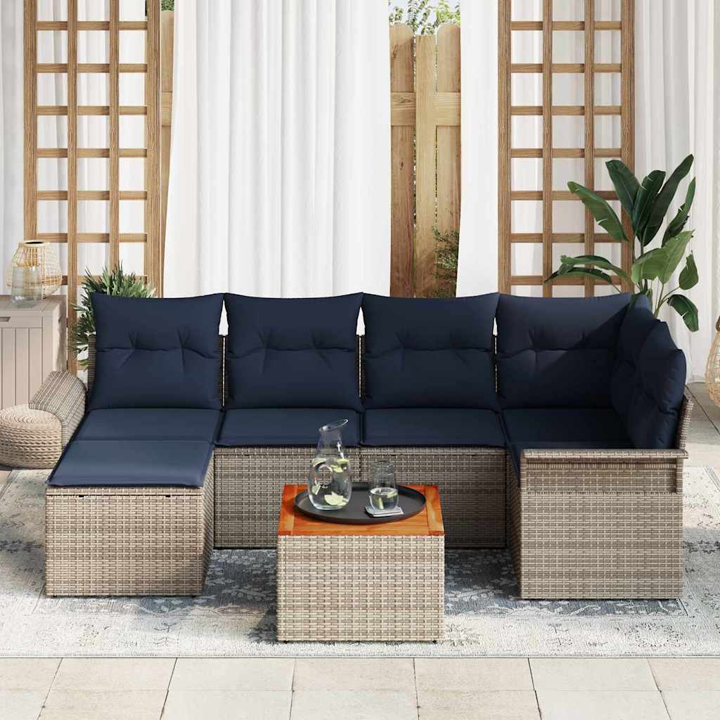 Ensemble de canapé de jardin avec coussin 7 pcs Gris polyrotin - XIOS