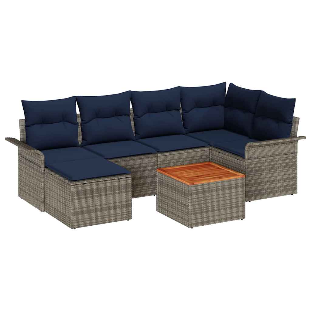 Ensemble de canapé de jardin avec coussin 7 pcs Gris polyrotin - XIOS