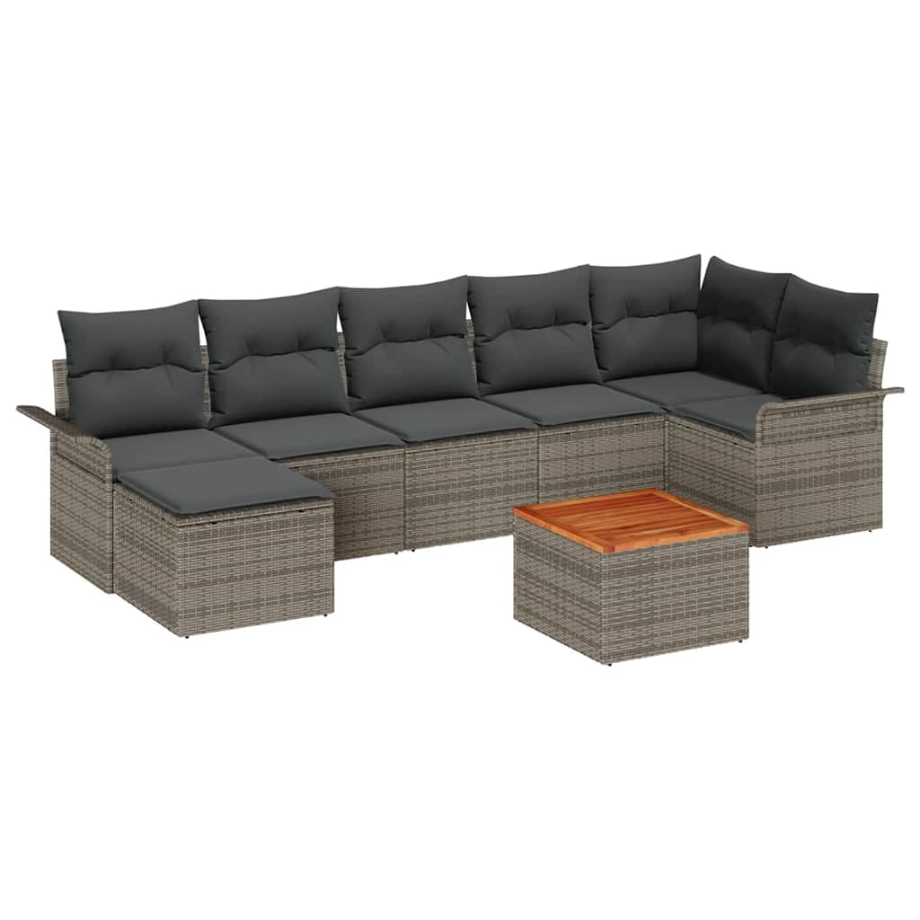 Ensemble de canapé de jardin 8 pc Gris polyrotin