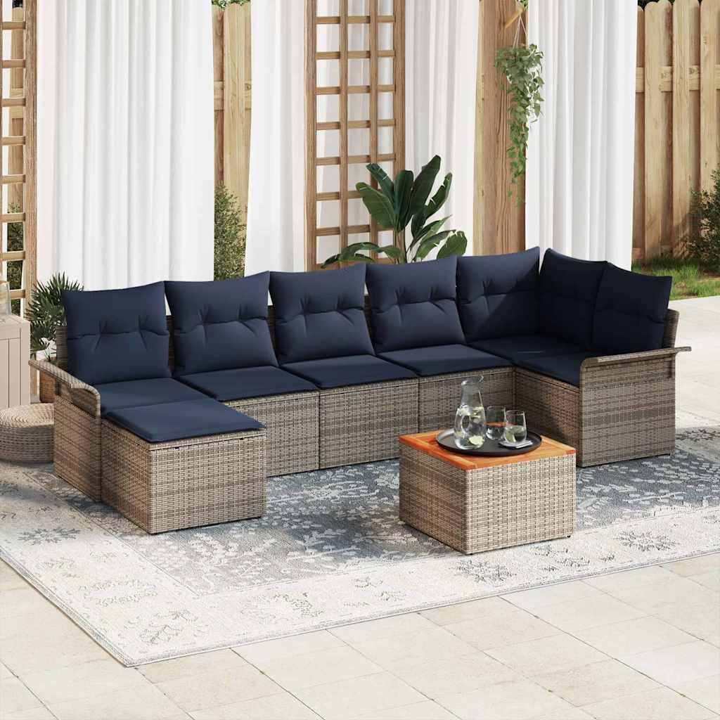 Ensemble de canapé de jardin 8 pc Gris polyrotin