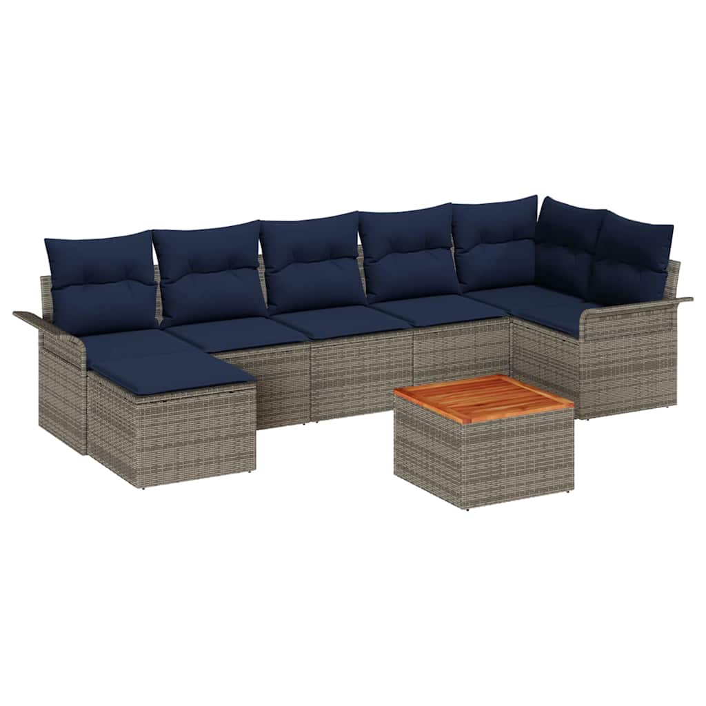 Ensemble de canapé de jardin 8 pc Gris polyrotin