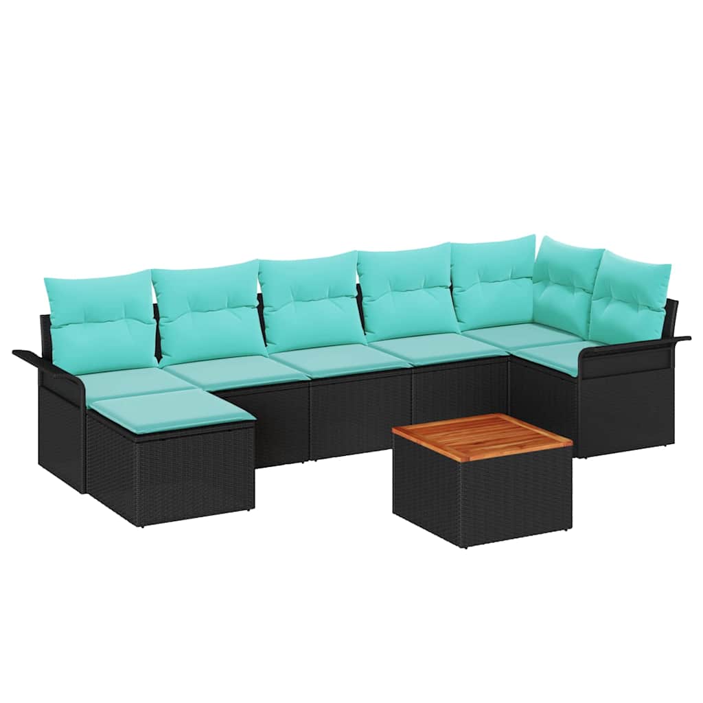 Ensemble de canapé de jardin avec coussin 8 pcs Noir polyrotin