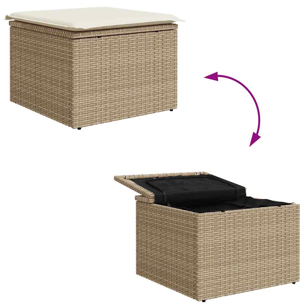 Ensemble de canapé de jardin avec coussin 9 pcs Beige polyrotin