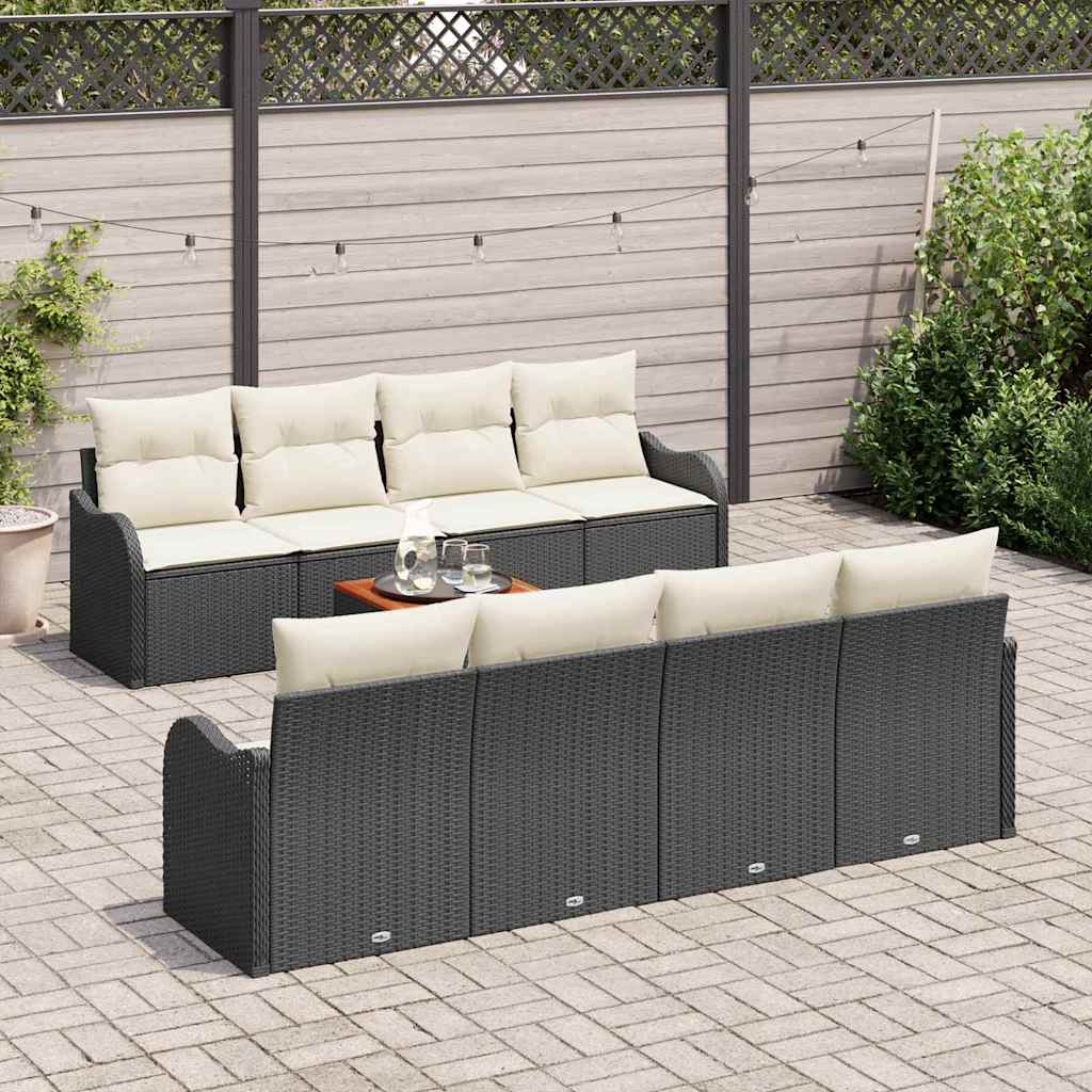 Ensemble de canapé de jardin avec coussin 9 pcs Noir polyrotin