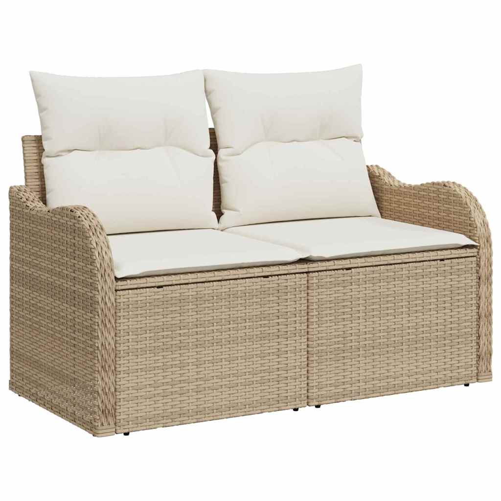 Ensemble de canapé de jardin avec coussin 9 pcs Beige polyrotin