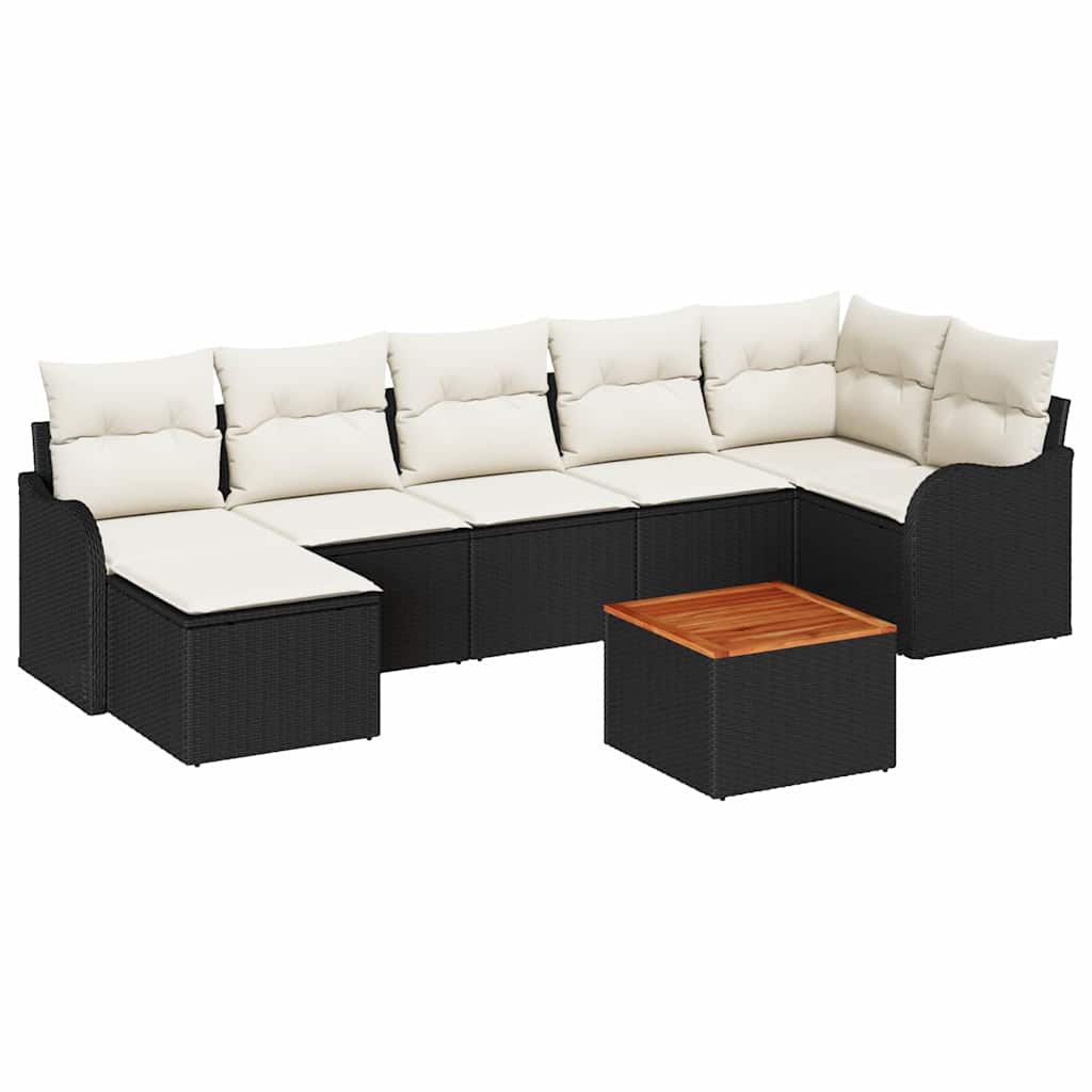 Ensemble de canapé de jardin avec coussin 8 pcs Noir polyrotin
