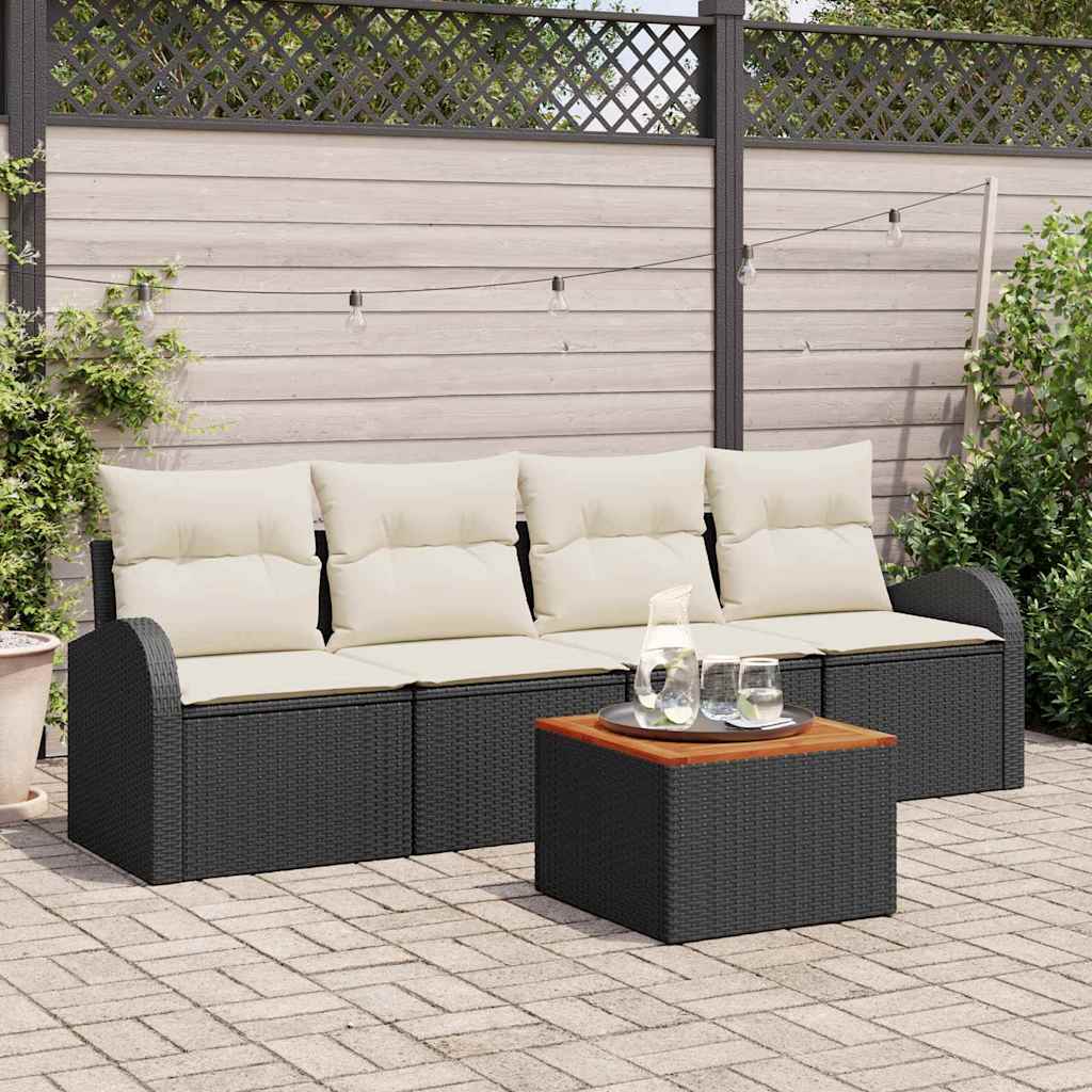 Ensemble de canapé de jardin avec coussin 5 pcs Noir polyrotin - XIOS