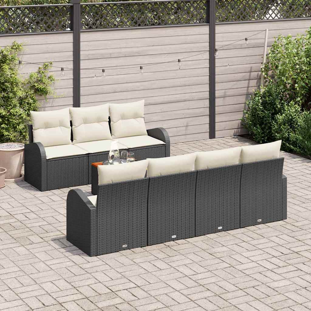 Ensemble de canapé de jardin avec coussin 8 pcs Noir polyrotin