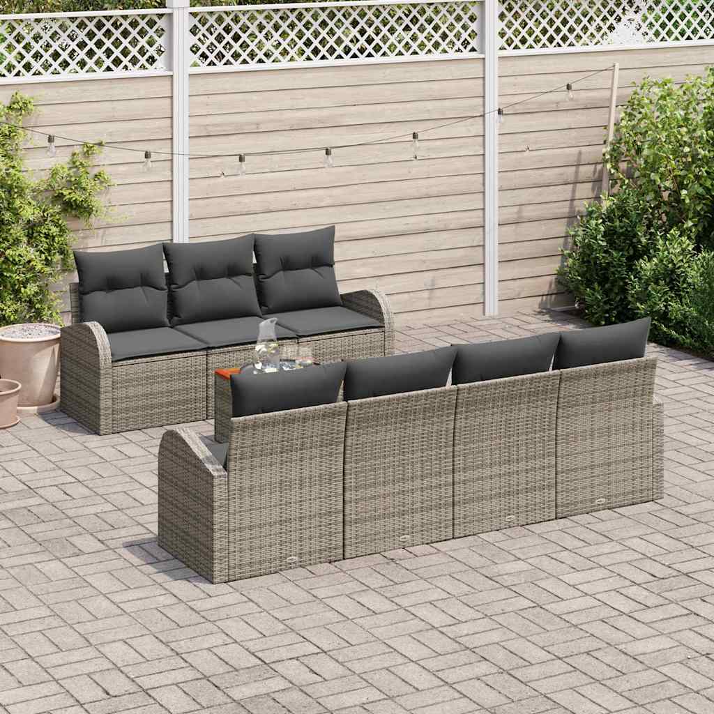 Ensemble de canapé de jardin avec coussin 8 pcs Gris polyrotin
